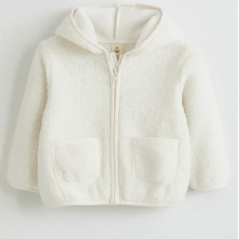 Tucker + Tate Cozy Fleece Hooded Jacket, Ivory Egret (0-3 M)